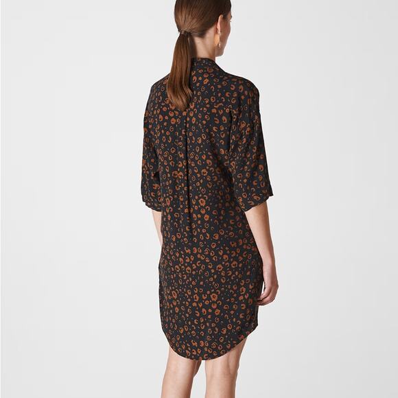 Whistles Lola Cheetah Print Shirt Dress Small Black Brown Animal Print Neutral - Picture 3 of 15